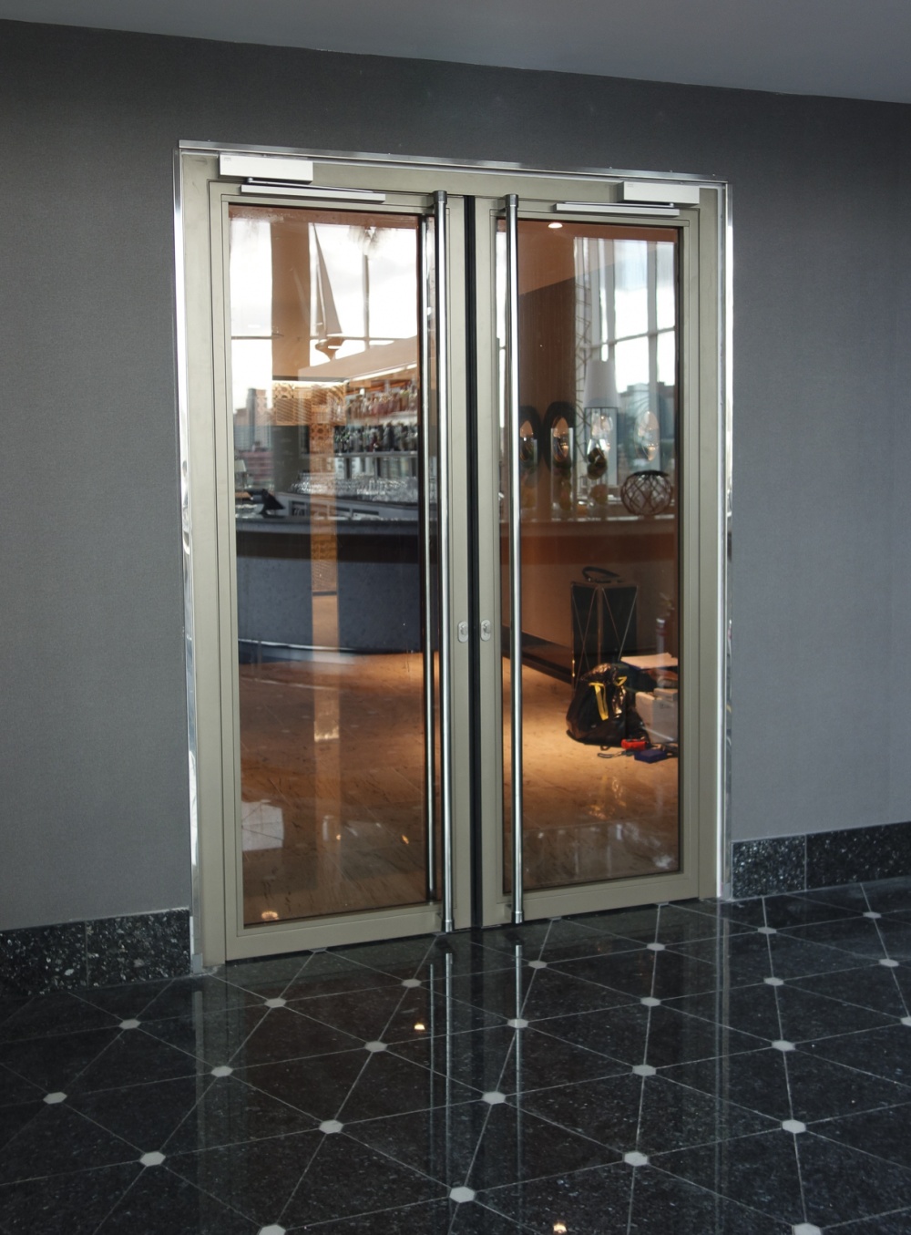 Glazed fire door installation in London